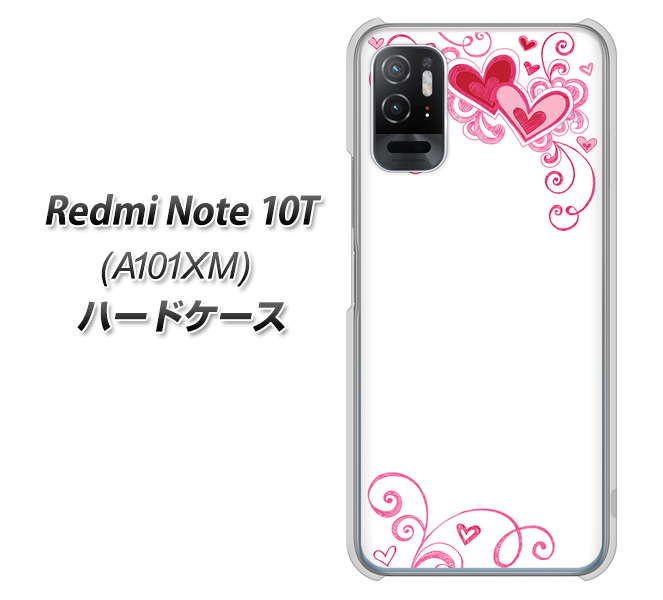 Redmi Note 10T A101XM SoftBank 高画質仕上げ 背面印刷 ハードケース【365 ハートフレーム】