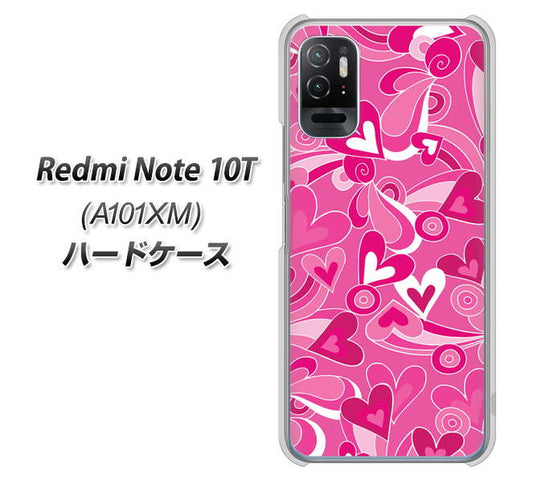 Redmi Note 10T A101XM SoftBank 高画質仕上げ 背面印刷 ハードケース【383 ピンクのハート】