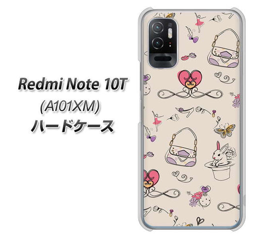 Redmi Note 10T A101XM SoftBank 高画質仕上げ 背面印刷 ハードケース【705 うさぎとバッグ】