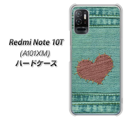 Redmi Note 10T A101XM SoftBank 高画質仕上げ 背面印刷 ハードケース【1142 デニムとハート】