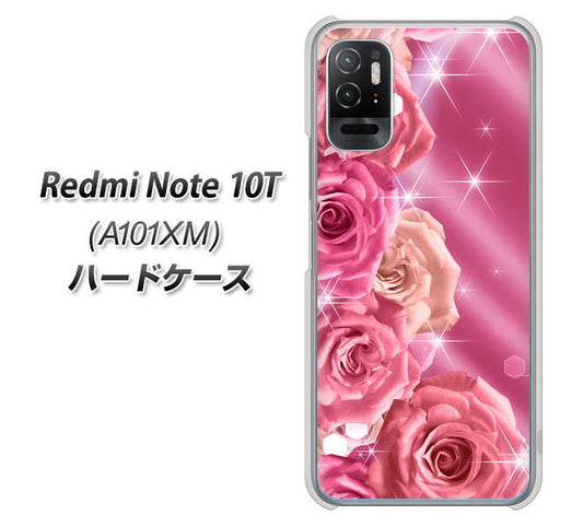 Redmi Note 10T A101XM SoftBank 高画質仕上げ 背面印刷 ハードケース【1182 ピンクの薔薇に誘われて】