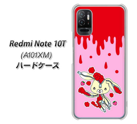 Redmi Note 10T A101XM SoftBank 高画質仕上げ 背面印刷 ハードケース【AG813 ジッパーうさぎのジッピョン（ピンク×赤）】