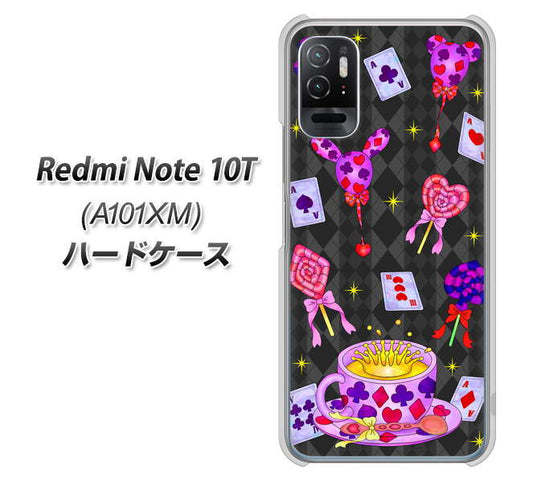 Redmi Note 10T A101XM SoftBank 高画質仕上げ 背面印刷 ハードケース【AG818 トランプティー（黒）】