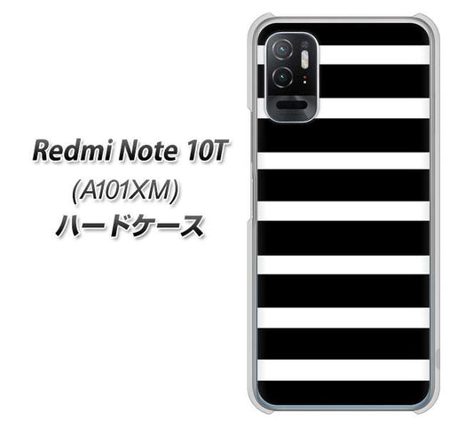 Redmi Note 10T A101XM SoftBank 高画質仕上げ 背面印刷 ハードケース【EK879 ボーダーブラック（L）】