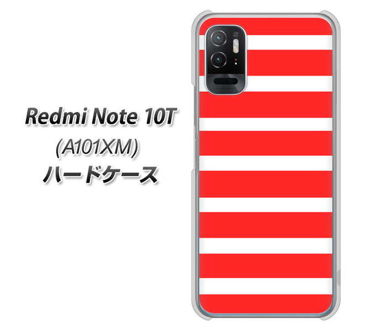 Redmi Note 10T A101XM SoftBank 高画質仕上げ 背面印刷 ハードケース【EK881 ボーダーレッド】