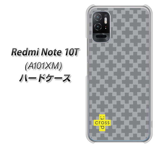 Redmi Note 10T A101XM SoftBank 高画質仕上げ 背面印刷 ハードケース【IB900 クロスドット_グレー】