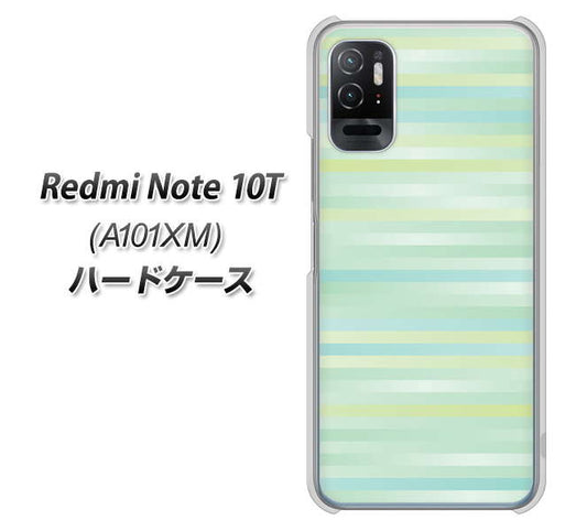 Redmi Note 10T A101XM SoftBank 高画質仕上げ 背面印刷 ハードケース【IB908 グラデーションボーダー_グリーン】