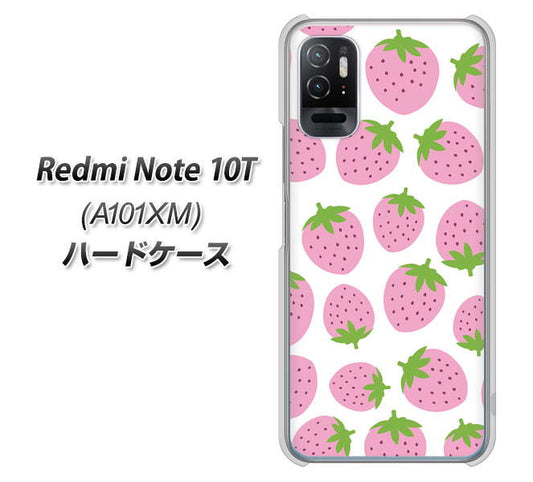 Redmi Note 10T A101XM SoftBank 高画質仕上げ 背面印刷 ハードケース【SC809 小さいイチゴ模様 ピンク】