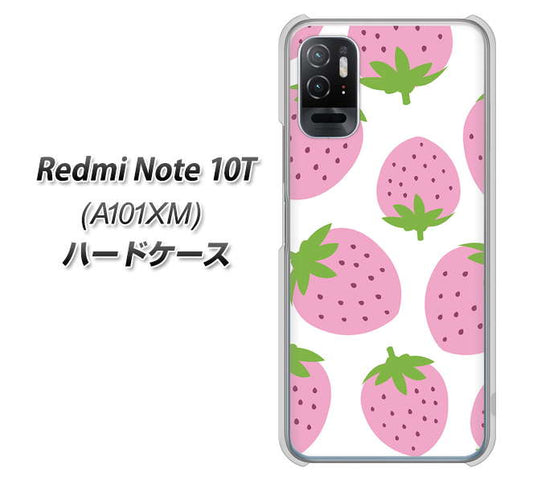 Redmi Note 10T A101XM SoftBank 高画質仕上げ 背面印刷 ハードケース【SC816 大きいイチゴ模様 ピンク】