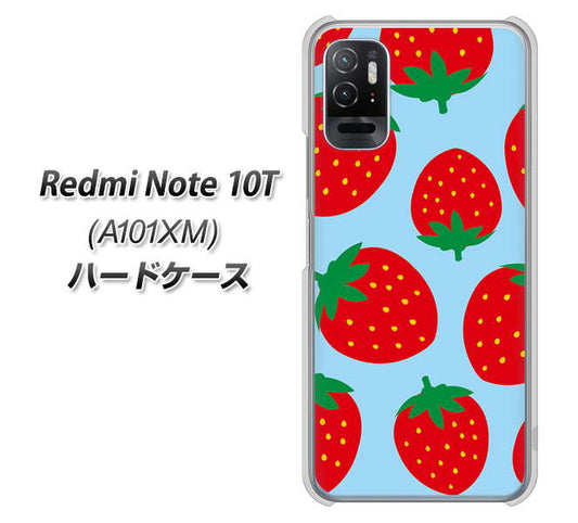 Redmi Note 10T A101XM SoftBank 高画質仕上げ 背面印刷 ハードケース【SC821 大きいイチゴ模様レッドとブルー】