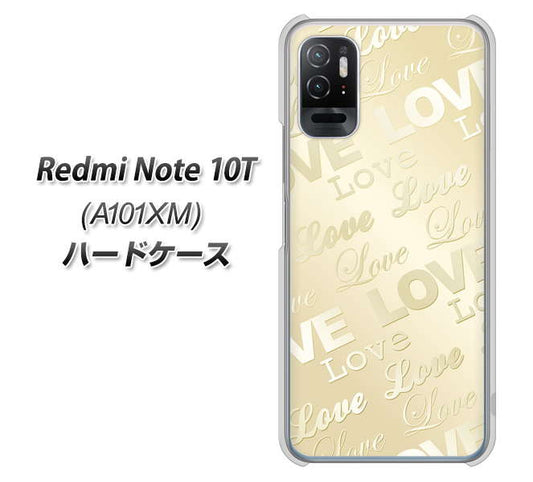 Redmi Note 10T A101XM SoftBank 高画質仕上げ 背面印刷 ハードケース【SC840 エンボス風LOVEリンク（ヌーディーベージュ）】