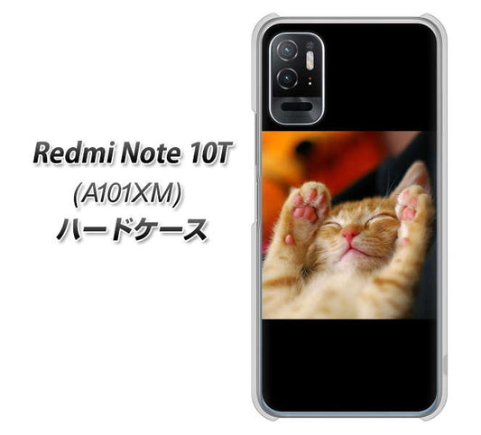 Redmi Note 10T A101XM SoftBank 高画質仕上げ 背面印刷 ハードケース【VA804 爆睡するネコ】
