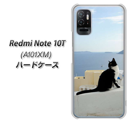 Redmi Note 10T A101XM SoftBank 高画質仕上げ 背面印刷 ハードケース【VA805 ネコと地中海】