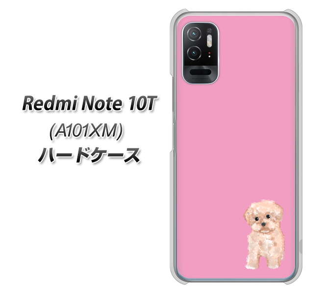 Redmi Note 10T A101XM SoftBank 高画質仕上げ 背面印刷 ハードケース【YJ061 トイプードルアプリコット（ピンク）】