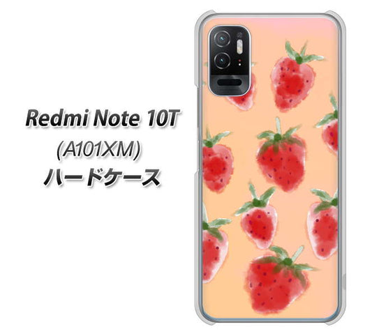 Redmi Note 10T A101XM SoftBank 高画質仕上げ 背面印刷 ハードケース【YJ179 イチゴ 水彩179】