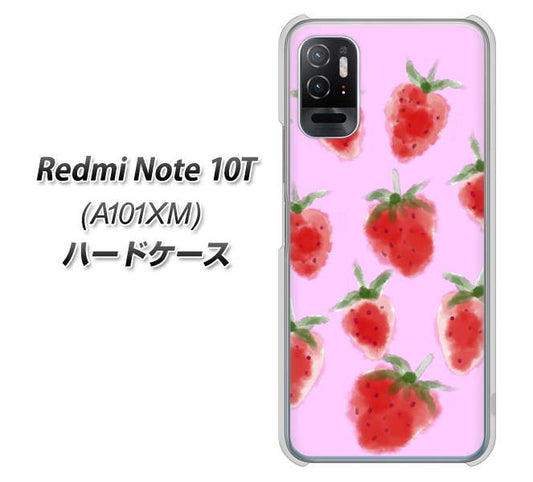 Redmi Note 10T A101XM SoftBank 高画質仕上げ 背面印刷 ハードケース【YJ180 イチゴ 水彩180】