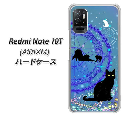 Redmi Note 10T A101XM SoftBank 高画質仕上げ 背面印刷 ハードケース【YJ327 魔法陣猫 キラキラ かわいい】