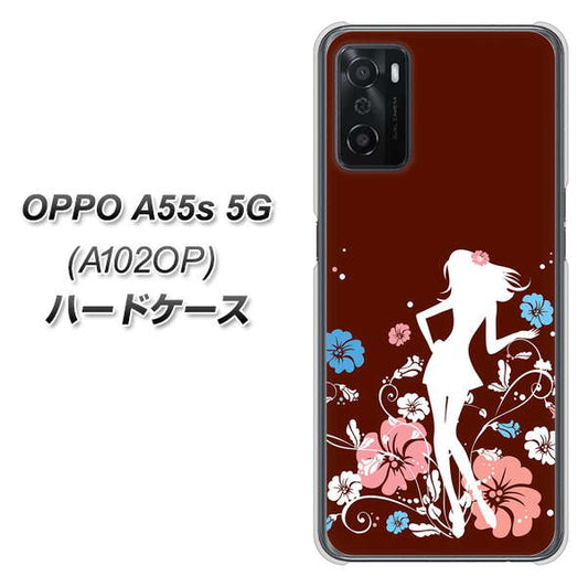 OPPO A55s 5G A102OP SoftBank 高画質仕上げ 背面印刷 ハードケース【110 ハイビスカスと少女】