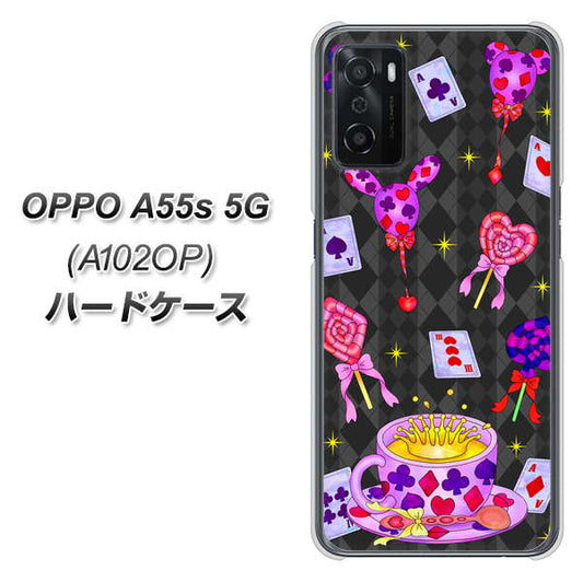 OPPO A55s 5G A102OP SoftBank 高画質仕上げ 背面印刷 ハードケース【AG818 トランプティー（黒）】