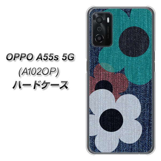 OPPO A55s 5G A102OP SoftBank 高画質仕上げ 背面印刷 ハードケース【EK869 ルーズフラワーinデニム風】