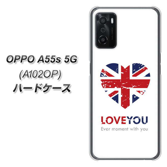 OPPO A55s 5G A102OP SoftBank 高画質仕上げ 背面印刷 ハードケース【SC803 ユニオンジャック ハートビンテージ】