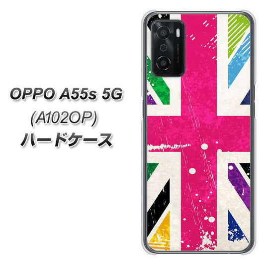 OPPO A55s 5G A102OP SoftBank 高画質仕上げ 背面印刷 ハードケース【SC806 ユニオンジャック ピンクビンテージ】