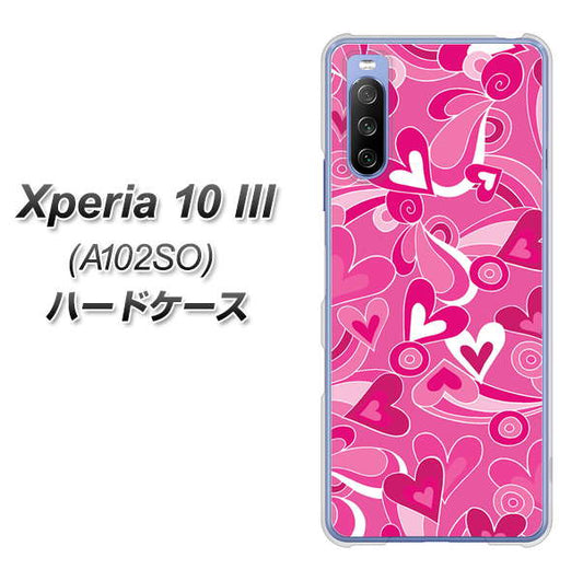 Y!mobile エクスペリア10 III A102SO 高画質仕上げ 背面印刷 ハードケース【383 ピンクのハート】