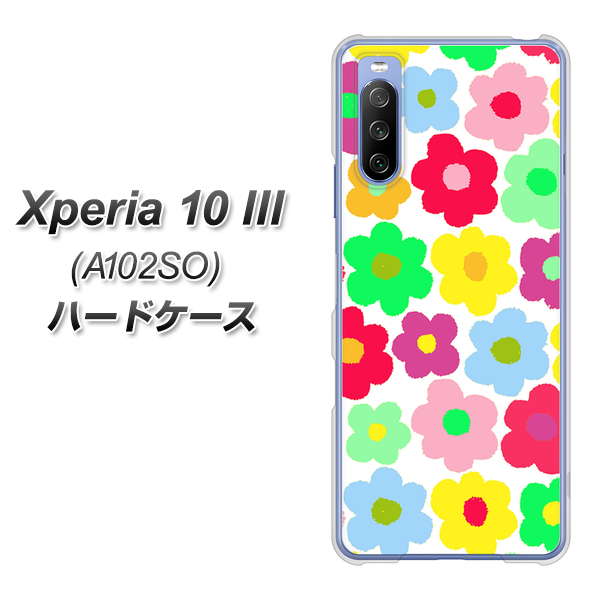Y!mobile エクスペリア10 III A102SO 高画質仕上げ 背面印刷 ハードケース【758 ルーズフラワーカラフル】