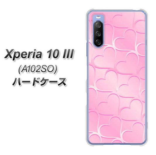 Y!mobile エクスペリア10 III A102SO 高画質仕上げ 背面印刷 ハードケース【1342 かくれハート（ピンク）】