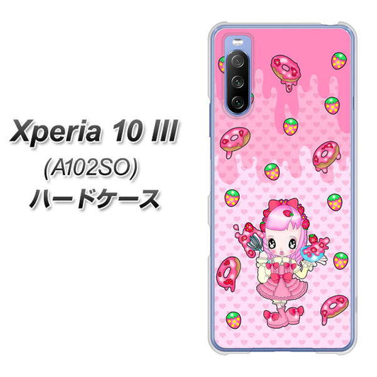 Y!mobile エクスペリア10 III A102SO 高画質仕上げ 背面印刷 ハードケース【AG816 ストロベリードーナツ（水玉ピンク）】