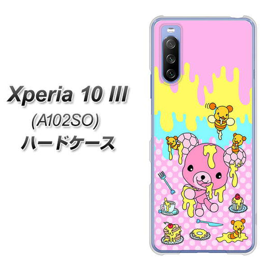 Y!mobile エクスペリア10 III A102SO 高画質仕上げ 背面印刷 ハードケース【AG822 ハニベア（水玉ピンク）】