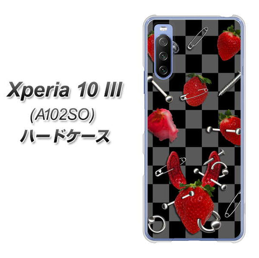 Y!mobile エクスペリア10 III A102SO 高画質仕上げ 背面印刷 ハードケース【AG833 苺パンク（黒）】