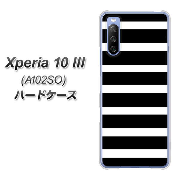 Y!mobile エクスペリア10 III A102SO 高画質仕上げ 背面印刷 ハードケース【EK879 ボーダーブラック（L）】