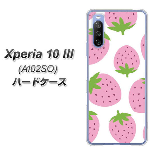 Y!mobile エクスペリア10 III A102SO 高画質仕上げ 背面印刷 ハードケース【SC816 大きいイチゴ模様 ピンク】