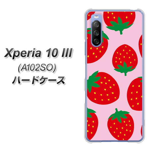 Y!mobile エクスペリア10 III A102SO 高画質仕上げ 背面印刷 ハードケース【SC820 大きいイチゴ模様レッドとピンク】