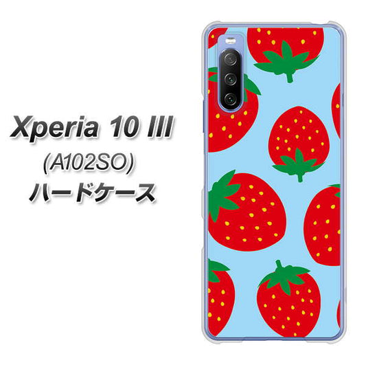 Y!mobile エクスペリア10 III A102SO 高画質仕上げ 背面印刷 ハードケース【SC821 大きいイチゴ模様レッドとブルー】