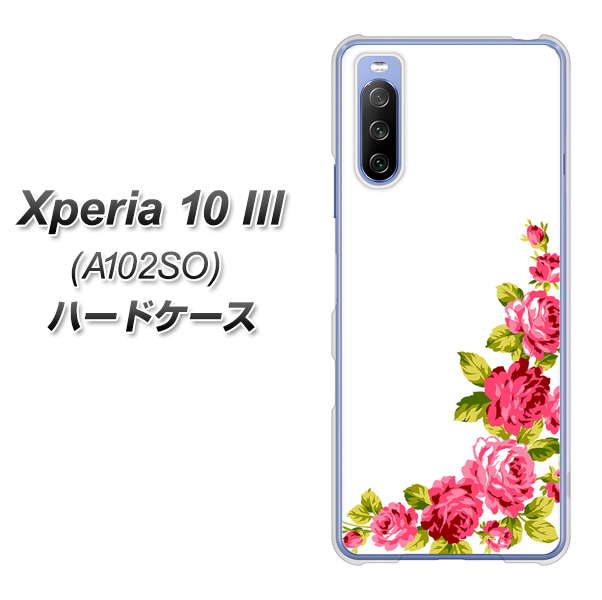 Y!mobile エクスペリア10 III A102SO 高画質仕上げ 背面印刷 ハードケース【VA825 バラのフレーム(白)】