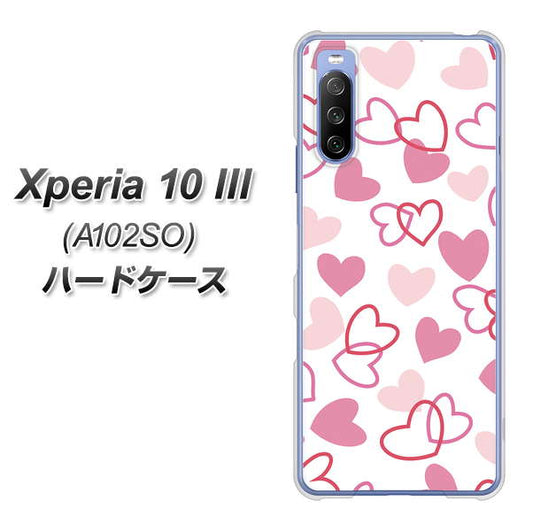 Y!mobile エクスペリア10 III A102SO 高画質仕上げ 背面印刷 ハードケース【VA929 ハートがいっぱい ピンク】