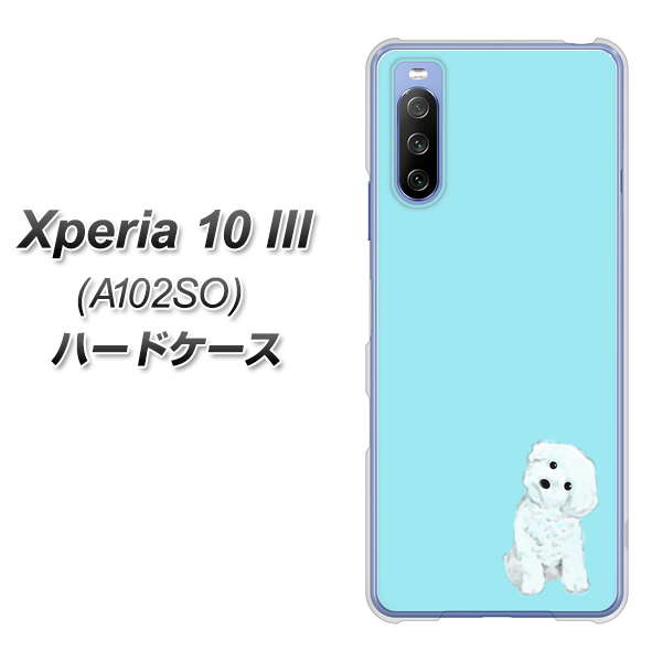 Y!mobile エクスペリア10 III A102SO 高画質仕上げ 背面印刷 ハードケース【YJ070 トイプードルホワイト（ブルー）】