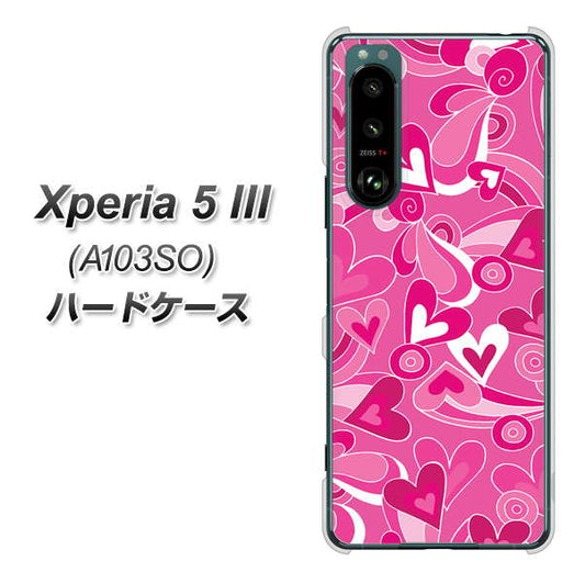 Xperia 5 III A103SO SoftBank 高画質仕上げ 背面印刷 ハードケース【383 ピンクのハート】