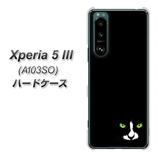Xperia 5 III A103SO SoftBank 高画質仕上げ 背面印刷 ハードケース【398 黒ネコ】
