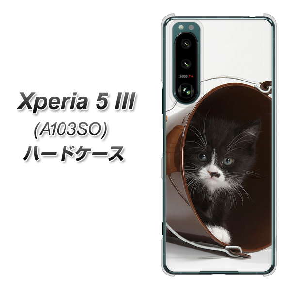 Xperia 5 III A103SO SoftBank 高画質仕上げ 背面印刷 ハードケース【VA800 ネコとバケツ】