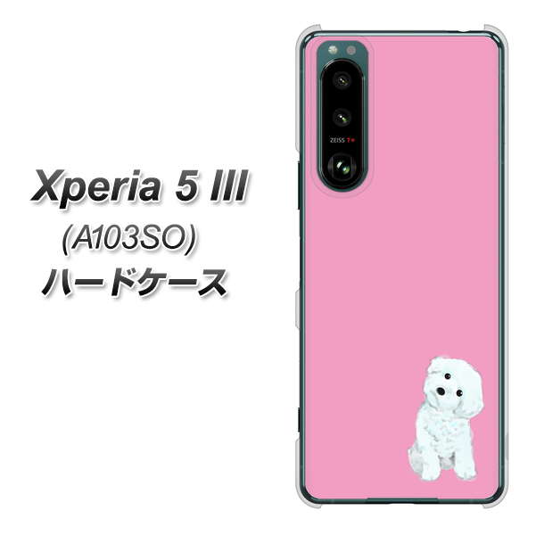 Xperia 5 III A103SO SoftBank 高画質仕上げ 背面印刷 ハードケース【YJ069 トイプードルホワイト（ピンク）】