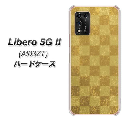Libero 5G II A103ZT Y!mobile 高画質仕上げ 背面印刷 ハードケース【619 市松模様—金（骨董風に傷んだイメージ）】