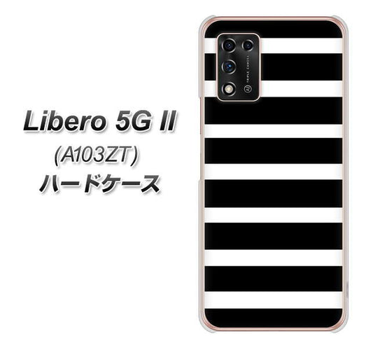 Libero 5G II A103ZT Y!mobile 高画質仕上げ 背面印刷 ハードケース【EK879 ボーダーブラック（L）】