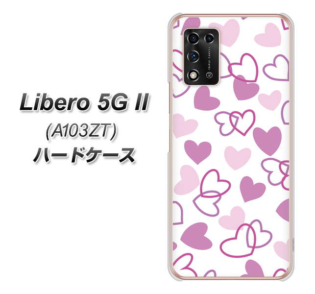 Libero 5G II A103ZT Y!mobile 高画質仕上げ 背面印刷 ハードケース【VA928 ハートがいっぱい パープル】