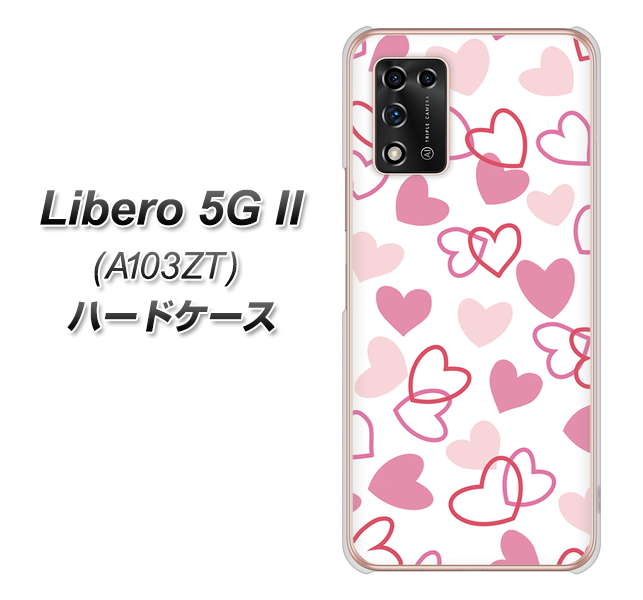 Libero 5G II A103ZT Y!mobile 高画質仕上げ 背面印刷 ハードケース【VA929 ハートがいっぱい ピンク】