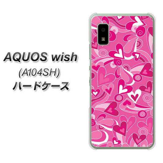 AQUOS wish A104SH Y!mobile 高画質仕上げ 背面印刷 ハードケース【383 ピンクのハート】