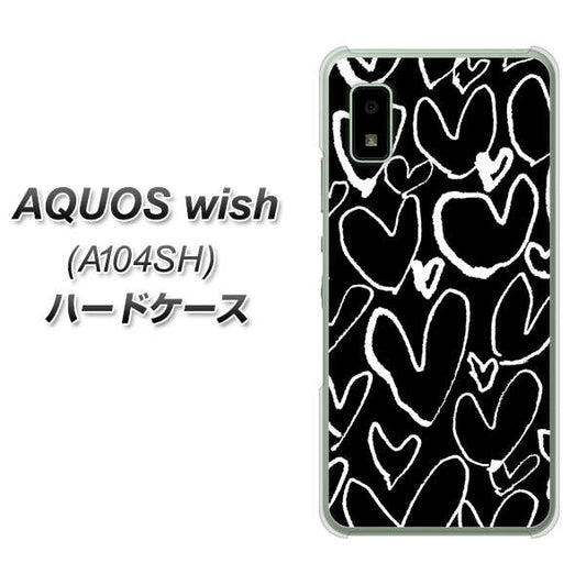 AQUOS wish A104SH Y!mobile 高画質仕上げ 背面印刷 ハードケース【1124 ハート BK＆WH】