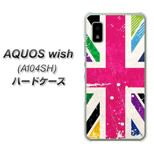 AQUOS wish A104SH Y!mobile 高画質仕上げ 背面印刷 ハードケース【SC806 ユニオンジャック ピンクビンテージ】